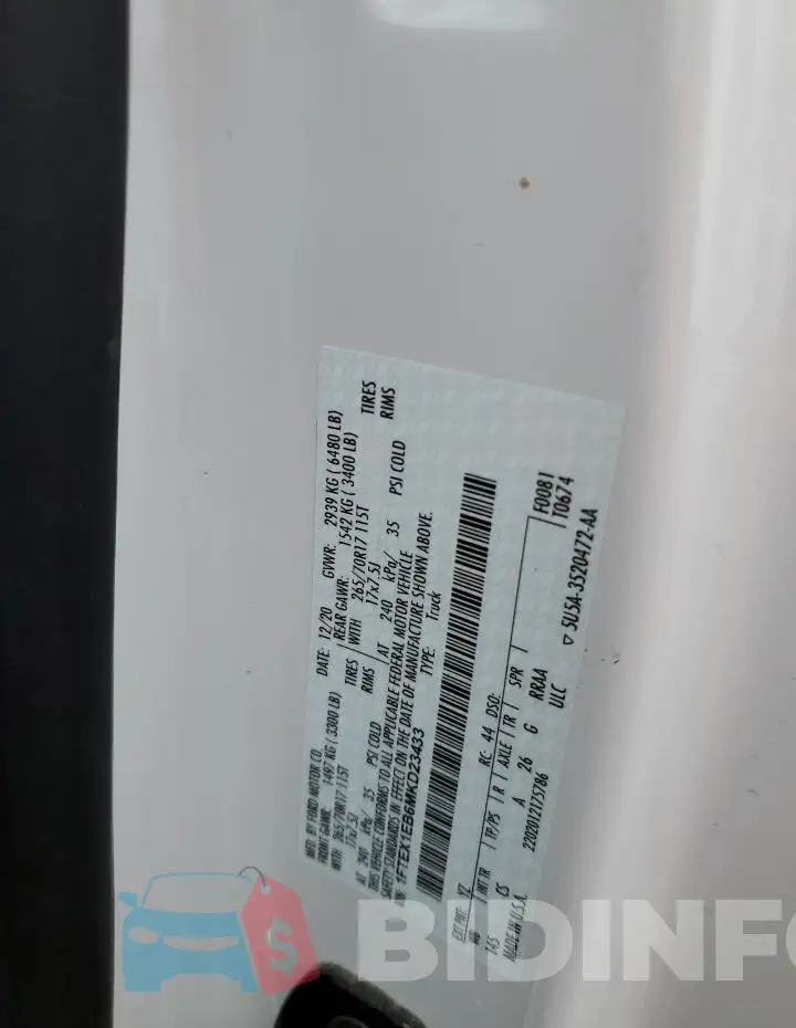 1FTEX1EB6MKD23433 Photo# 12