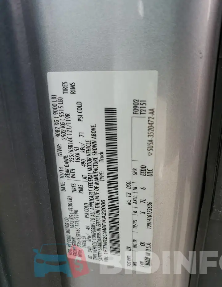 1FTNR2CM8FKA22086 Photo# 13