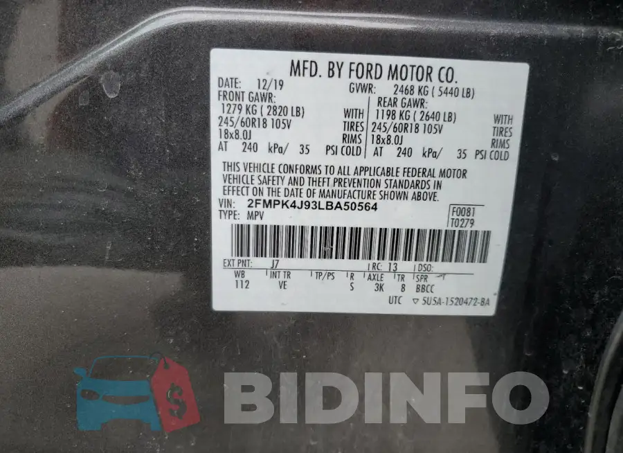 2FMPK4J93LBA50564 Photo# 13