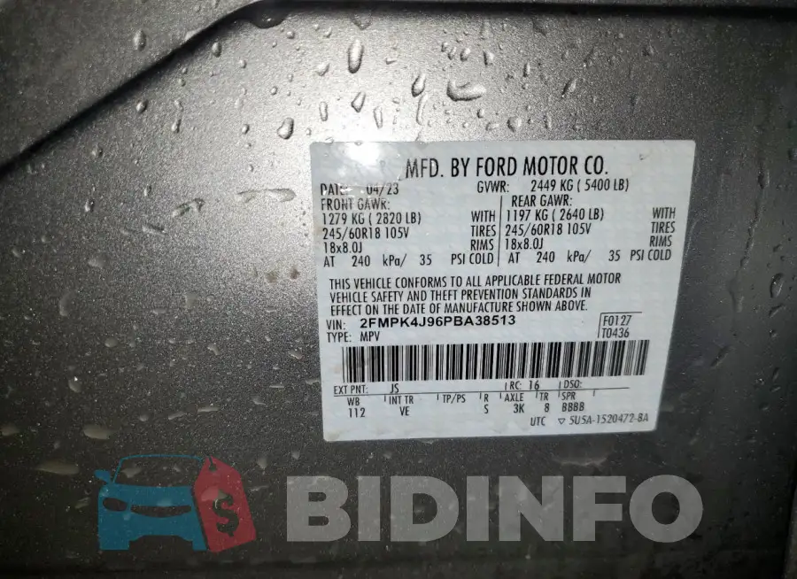 2FMPK4J96PBA38513 Photo# 13
