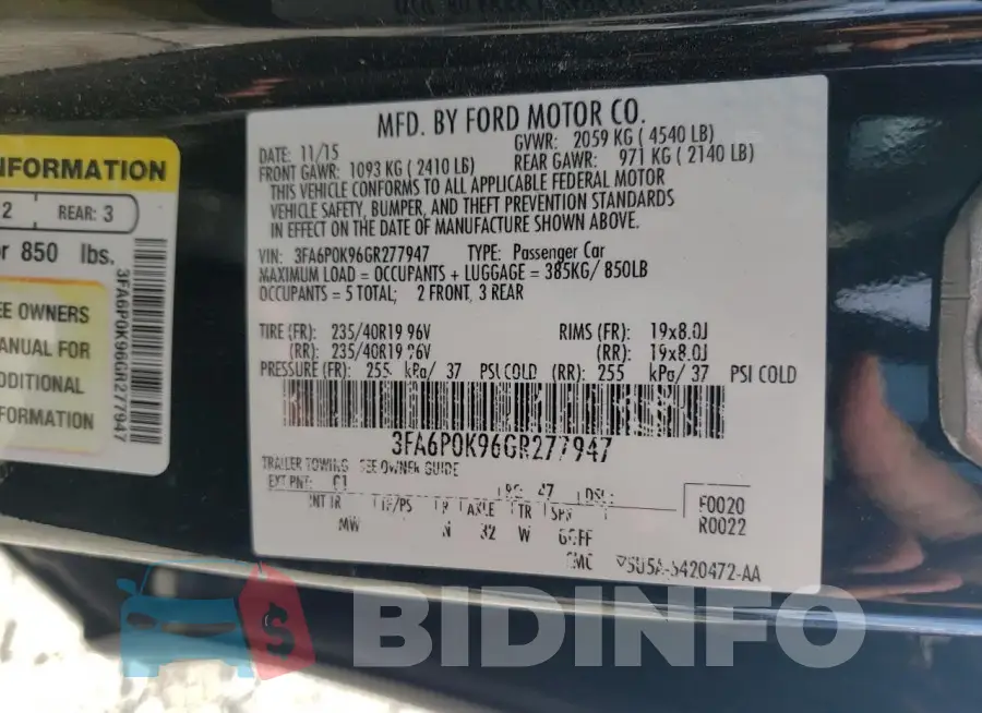 3FA6P0K96GR277947 Photo# 12