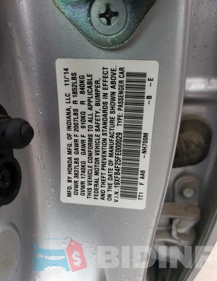 19XFB4F25FE000029 Photo# 13