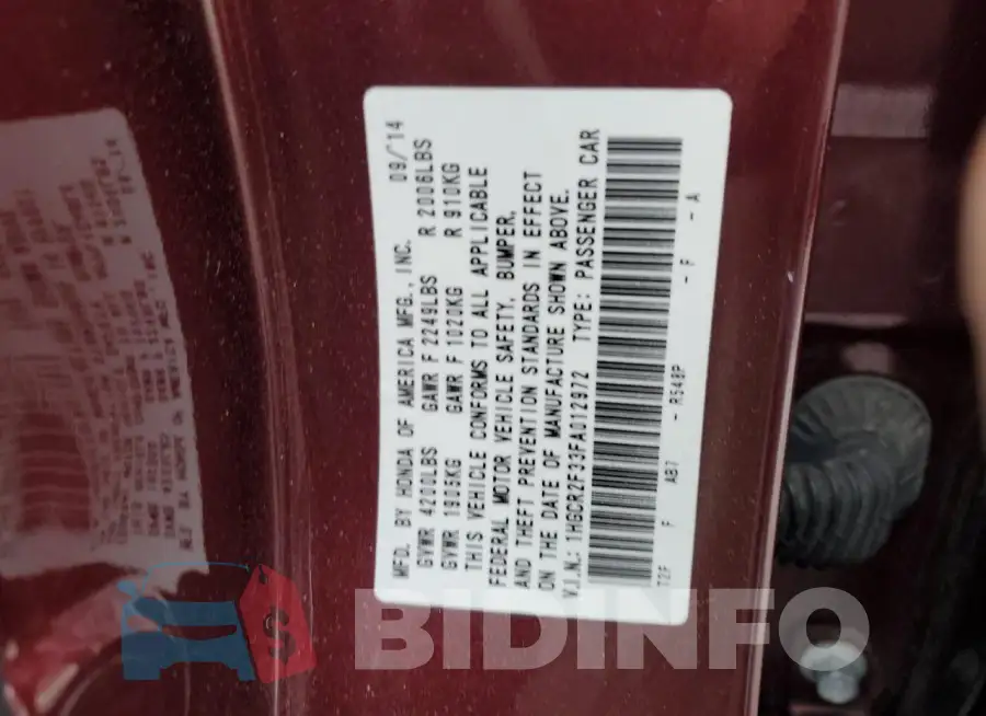 1HGCR2F33FA012972 Photo# 12