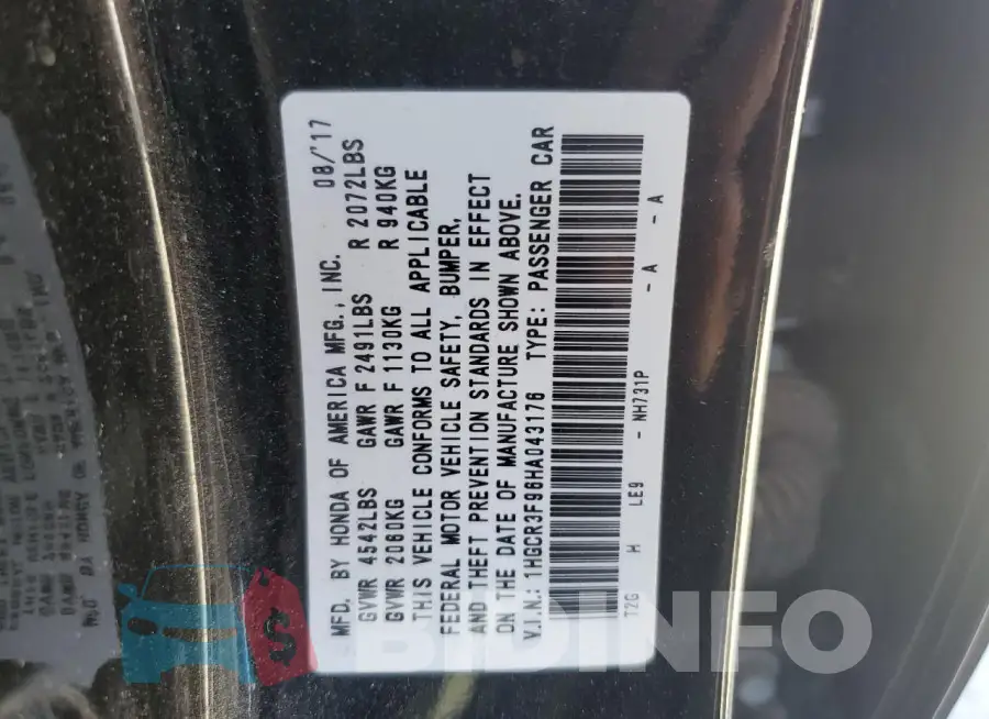 1HGCR3F96HA043176 Photo# 12