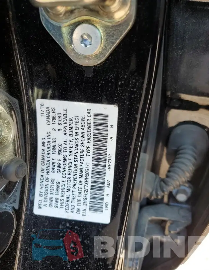 2HGFC2F7XHH506171 Photo# 12