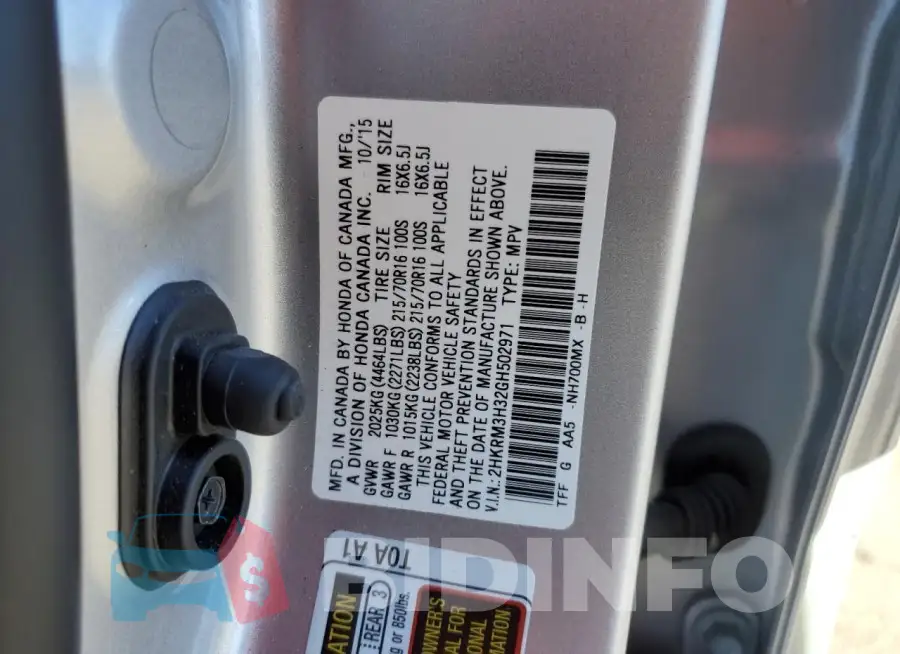 2HKRM3H32GH502971 Photo# 13