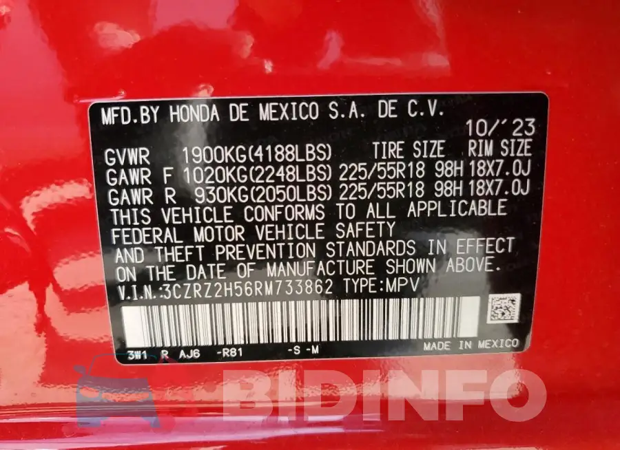 3CZRZ2H56RM733862 Photo# 14