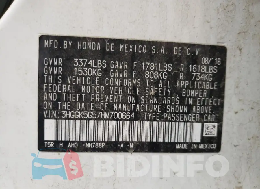 3HGGK5G57HM700664 Photo# 12