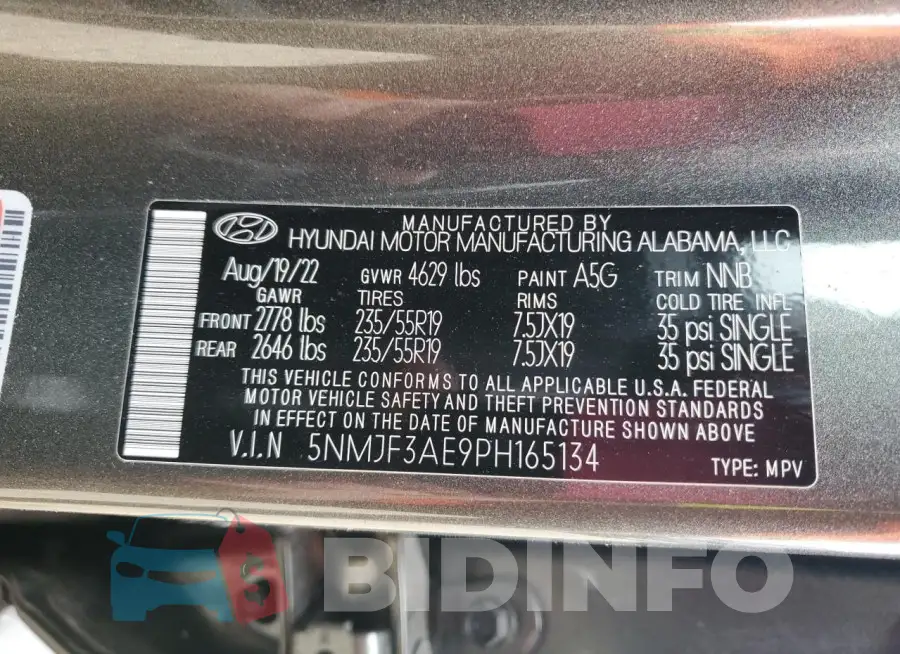 5NMJF3AE9PH165134 Photo# 13