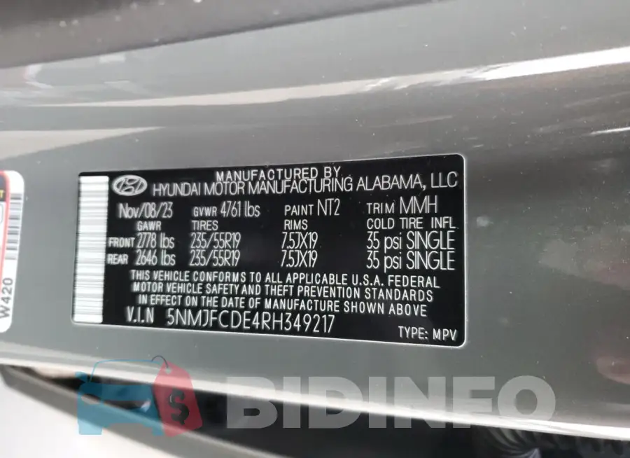 5NMJFCDE4RH349217 Photo# 13