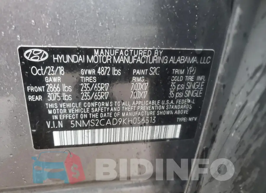 5NMS2CAD9KH056513 Photo# 12