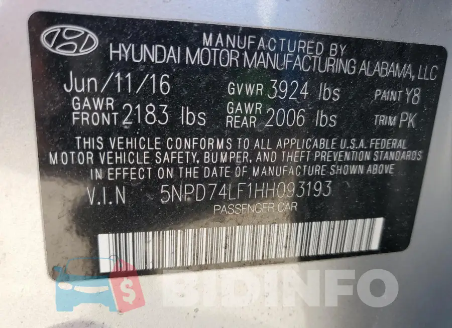 5NPD74LF1HH093193 Photo# 12