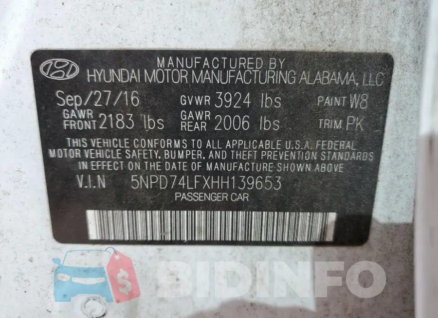 5NPD74LFXHH139653 Photo# 13