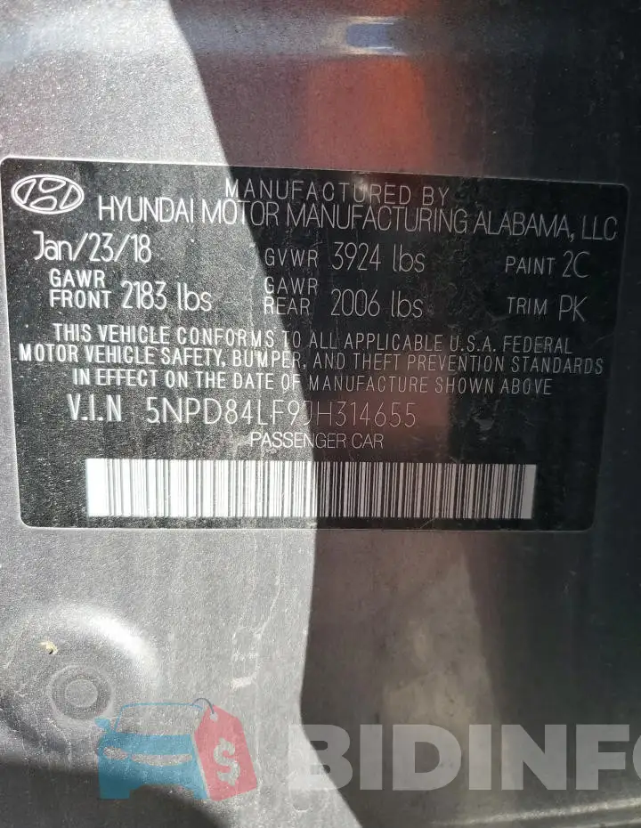 5NPD84LF9JH314655 Photo# 12