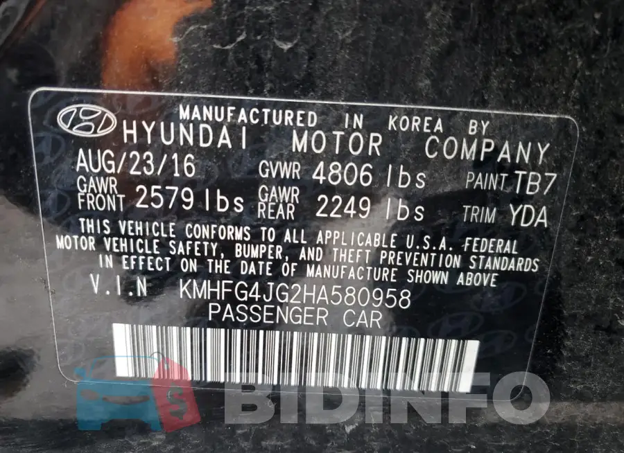 KMHFG4JG2HA580958 Photo# 12