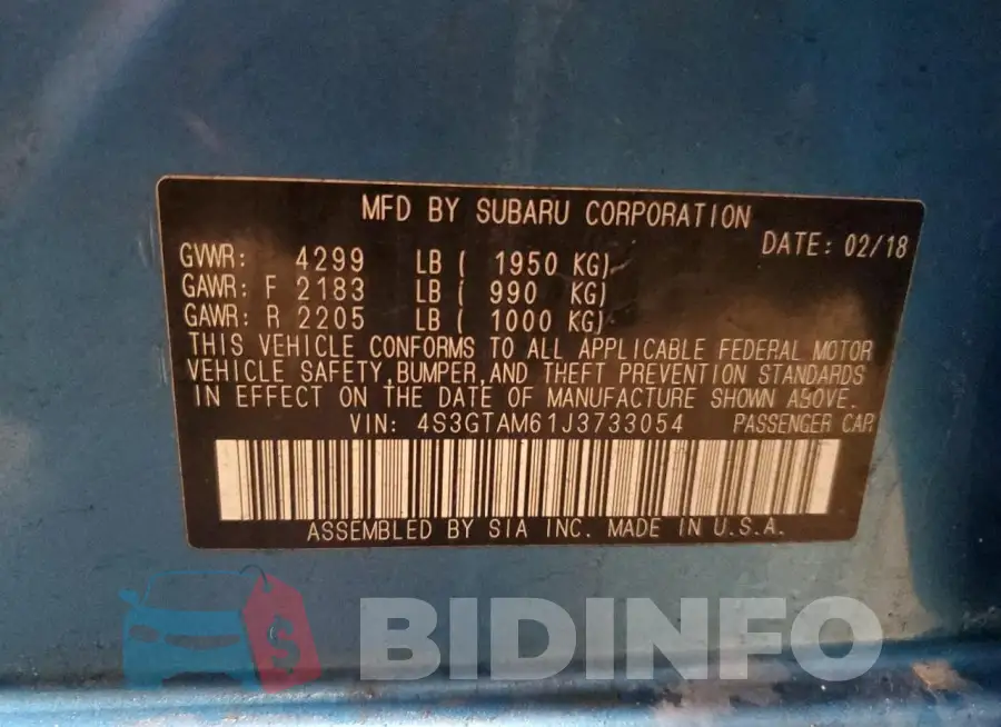 4S3GTAM61J3733054 Photo# 13