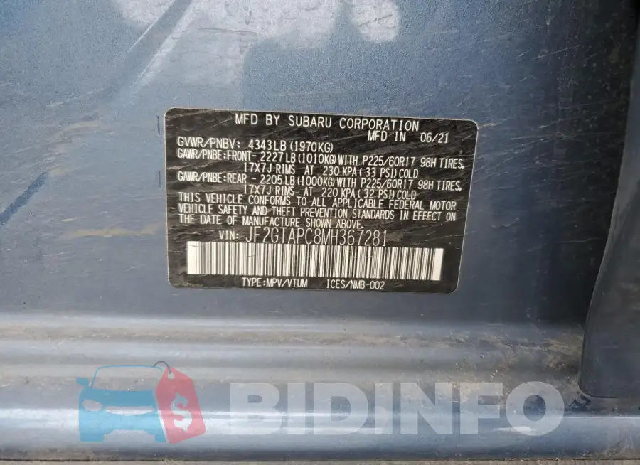 JF2GTAPC8MH367281 Photo# 12