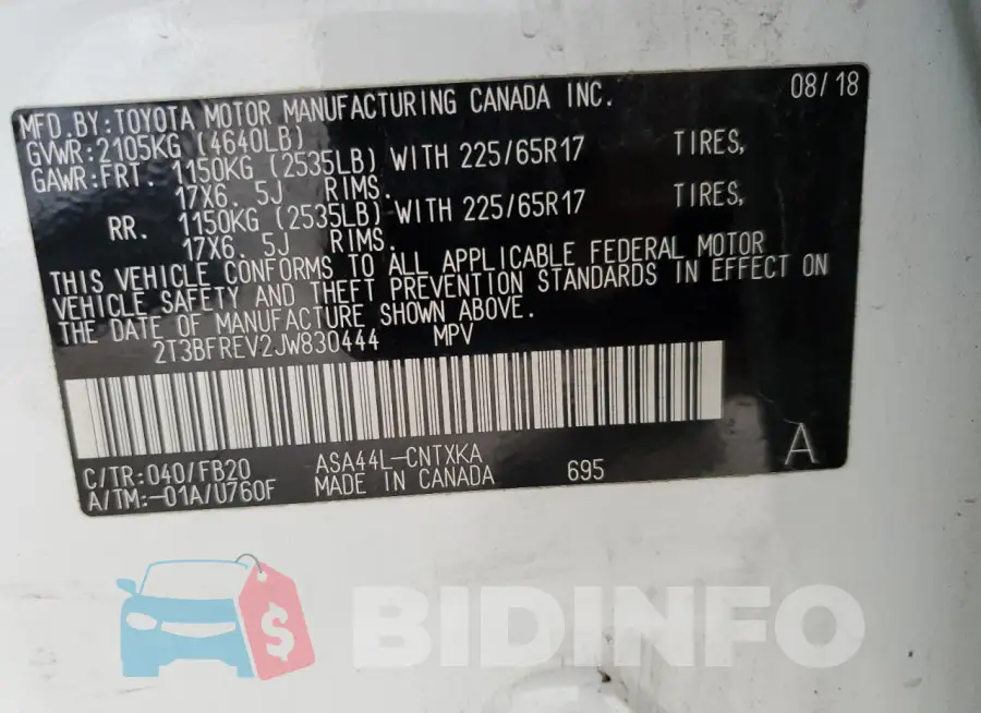 2T3BFREV2JW830444 Photo# 12