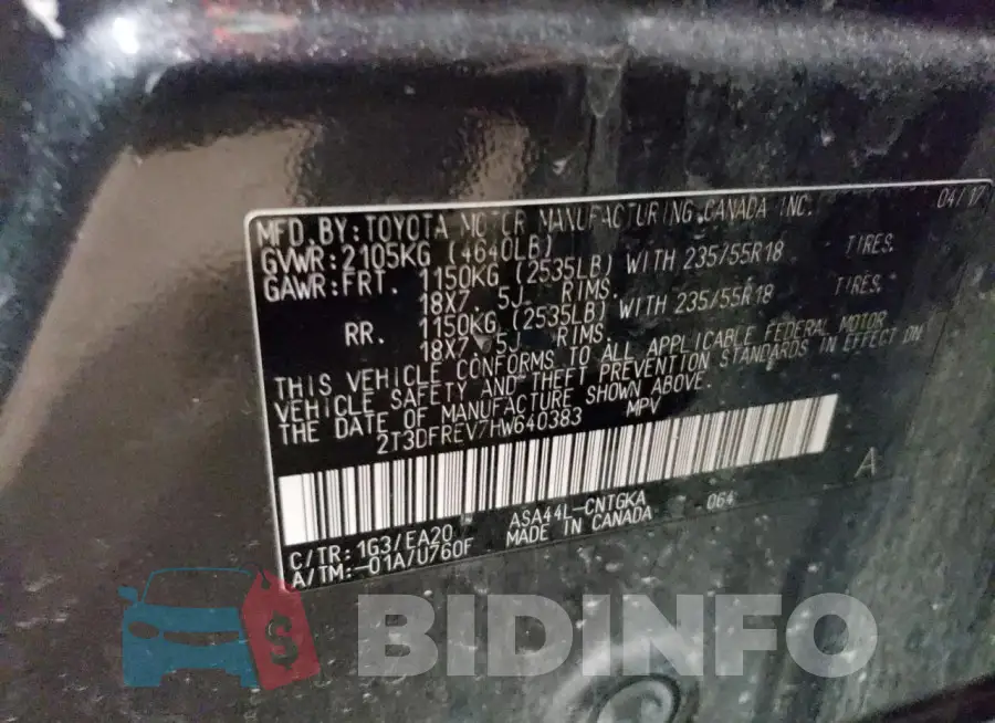 2T3DFREV7HW640383 Photo# 12