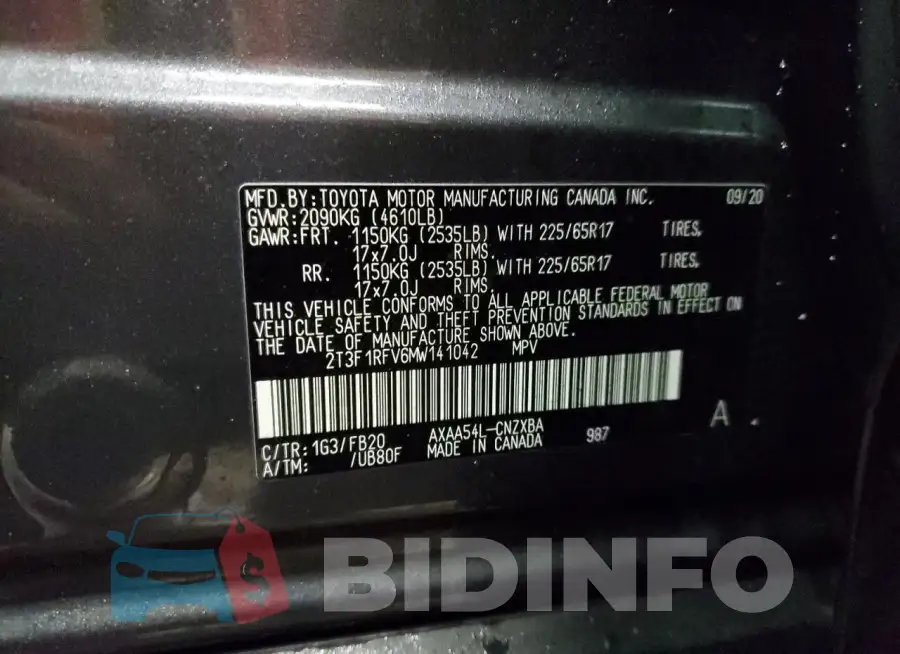 2T3F1RFV6MW141042 Photo# 12