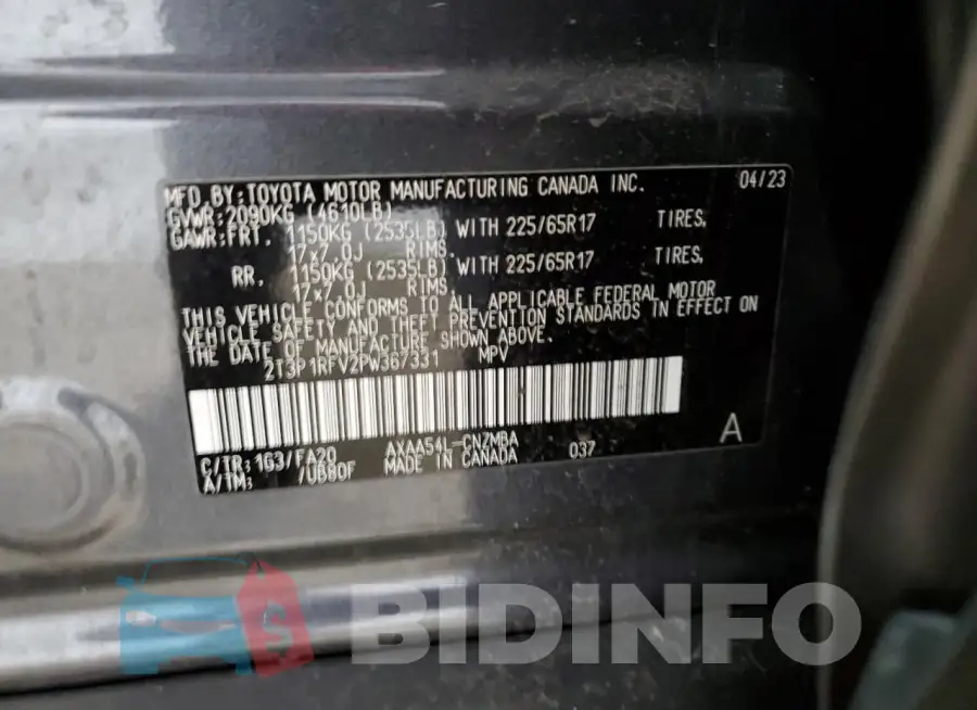 2T3P1RFV2PW367331 Photo# 12