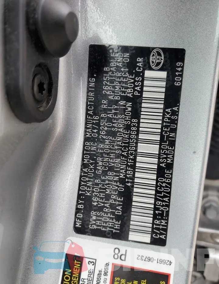 4T1BF1FK3GU596838 Photo# 13