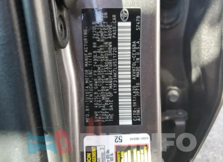 4T1F31AK7LU521720 Photo# 12