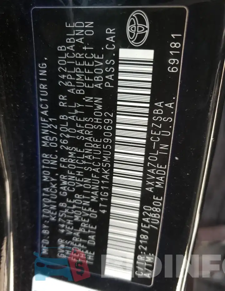4T1G11AK5MU590692 Photo# 12