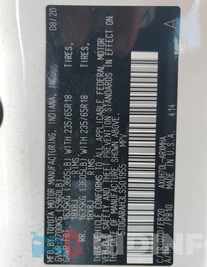 5TDGARAH3LS501955 Photo# 13