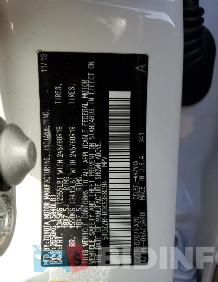 5TDZZRFH0KS368094 Photo# 14