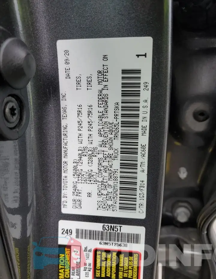 5TFAX5GN2MX188791 Photo# 12