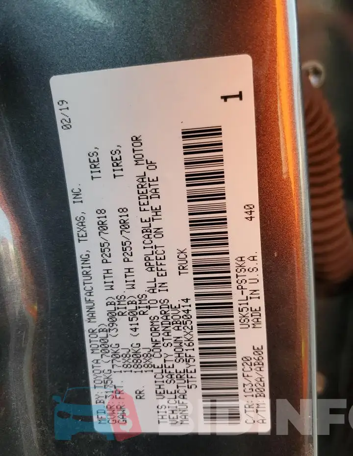 5TFEY5F16KX250414 Photo# 12
