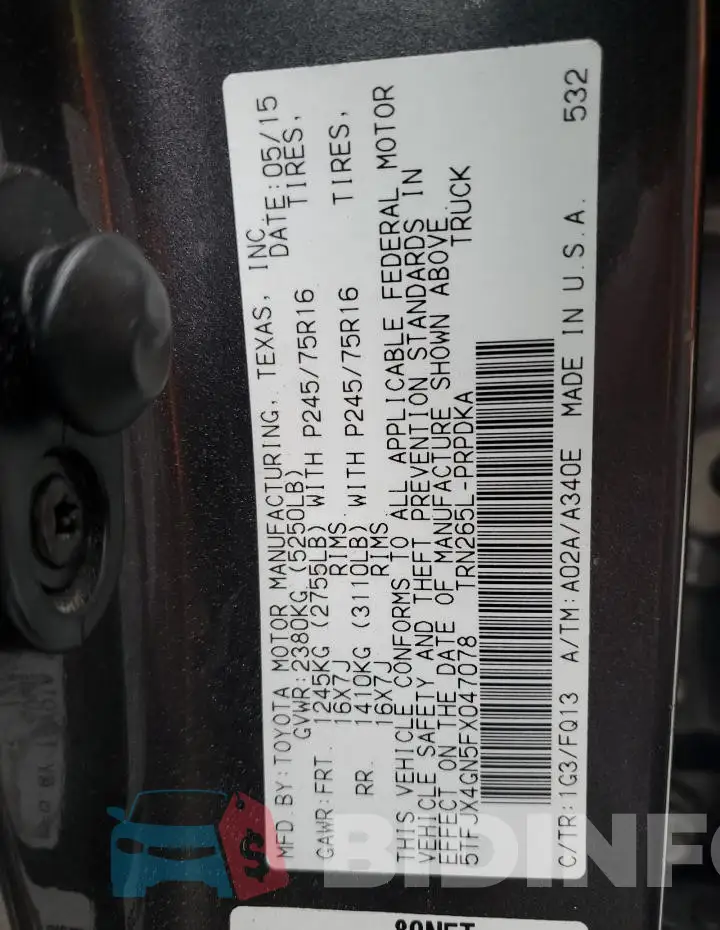 5TFJX4GN5FX047078 Photo# 13