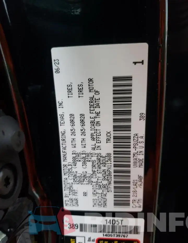 5TFNA5DB6PX113688 Photo# 12
