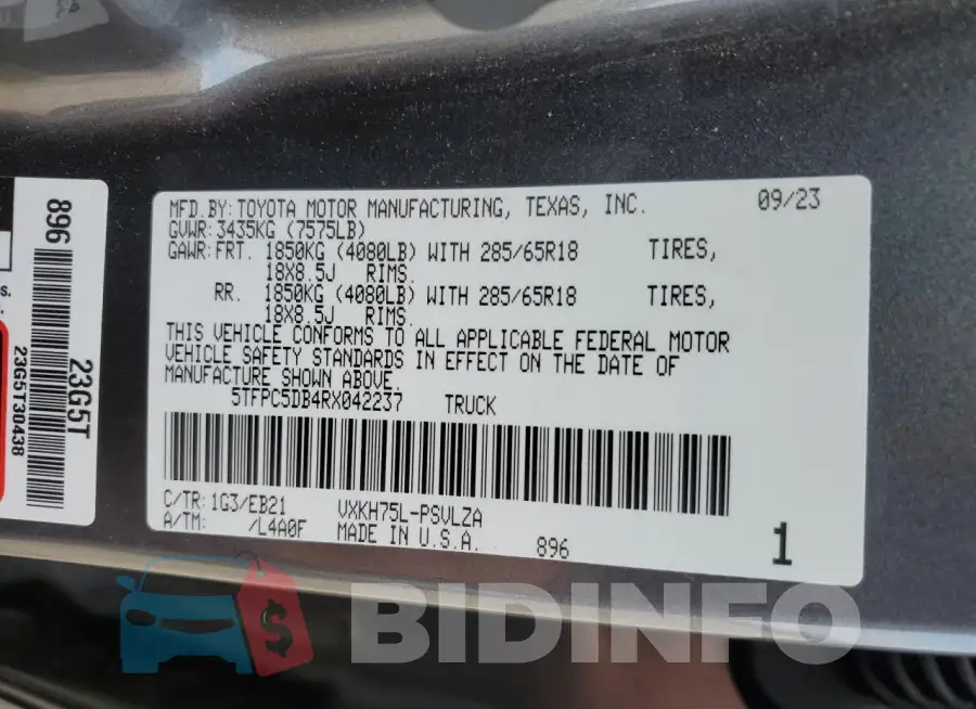 5TFPC5DB4RX042237 Photo# 13