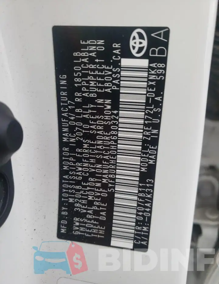 5YFBURHE0HP680324 Photo# 12