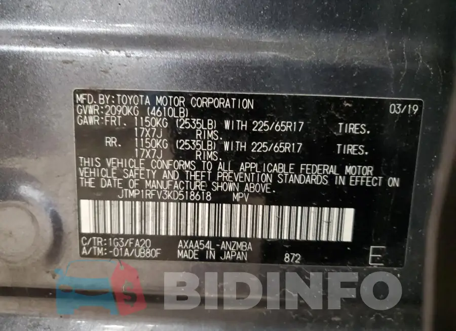 JTMP1RFV3KD518618 Photo# 12