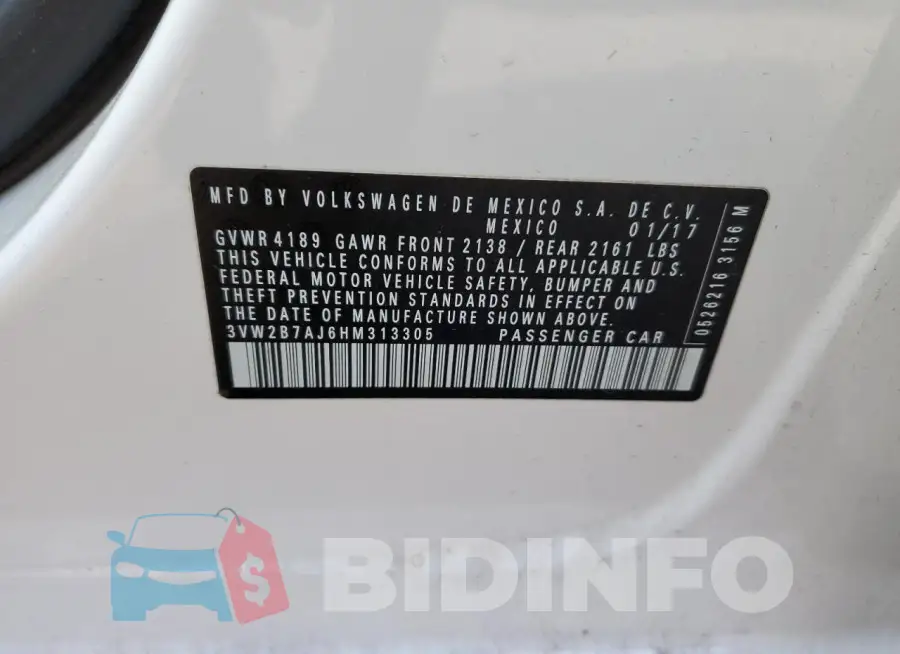 3VW2B7AJ6HM313305 Photo# 12