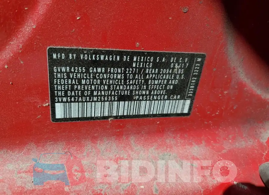 3VW547AUXJM256355 Photo# 12