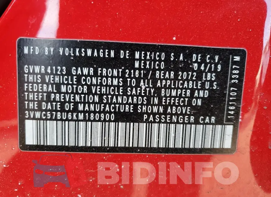 3VWC57BU6KM180900 Photo# 13