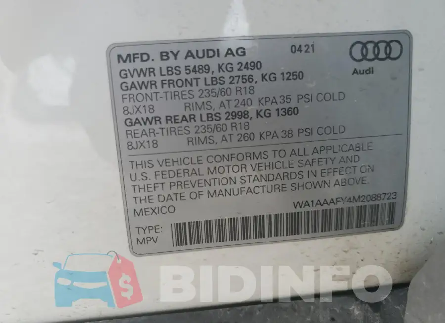 WA1AAAFY4M2088723 Photo# 14