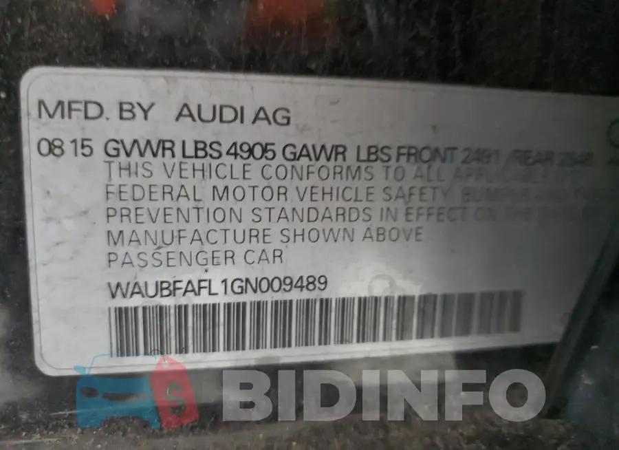 WAUBFAFL1GN009489 Photo# 12