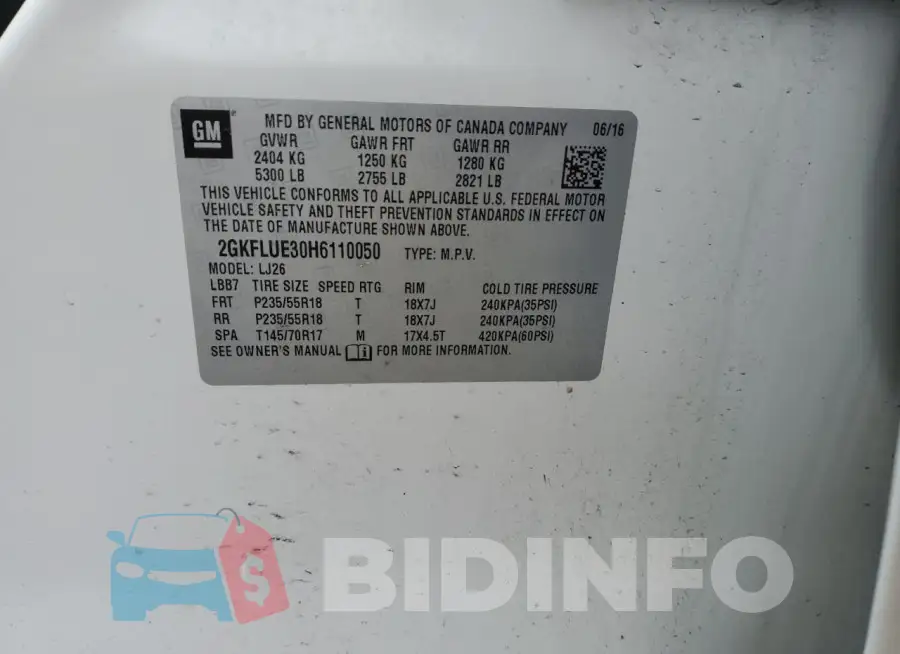 2GKFLUE30H6110050 Photo# 14