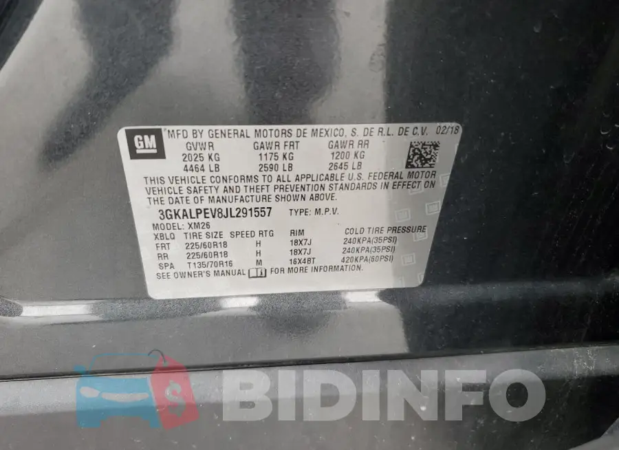 3GKALPEV8JL291557 Photo# 13