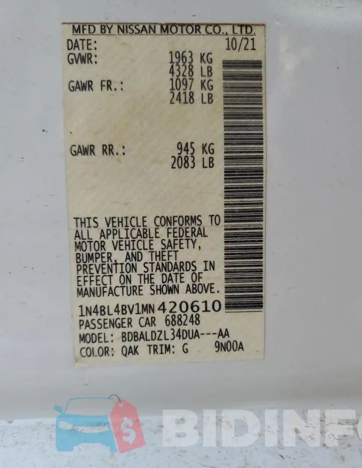 1N4BL4BV1MN420610 Photo# 12