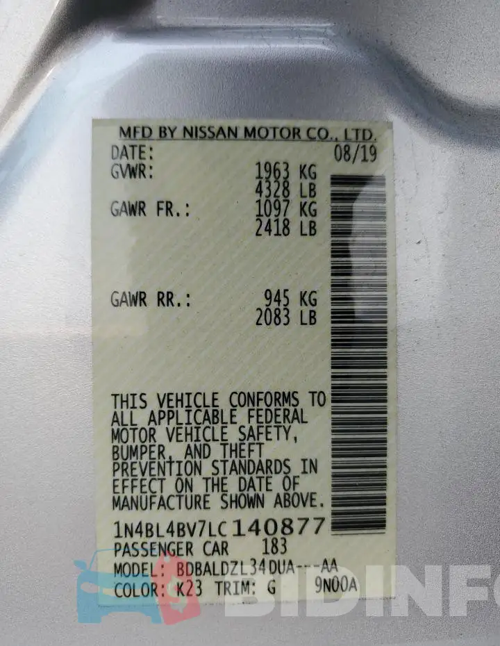 1N4BL4BV7LC140877 Photo# 12