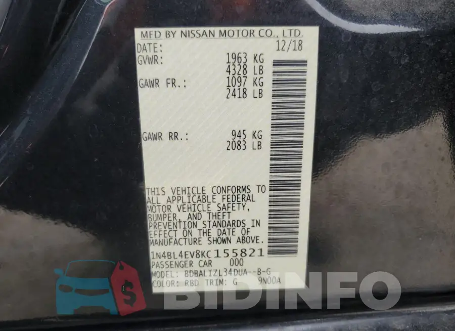 1N4BL4EV8KC155821 Photo# 13