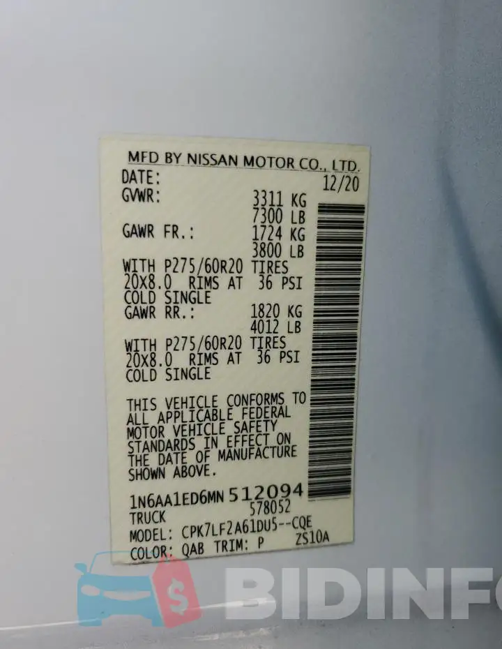 1N6AA1ED6MN512094 Photo# 12