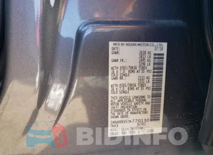 1N6AD0EV5JN770130 Photo# 12