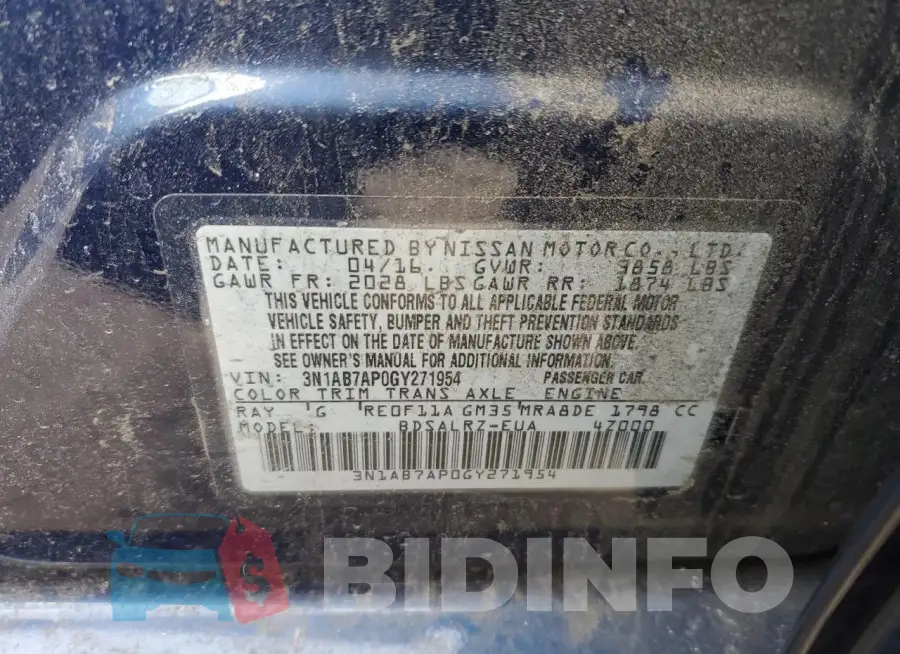 3N1AB7AP0GY271954 Photo# 12